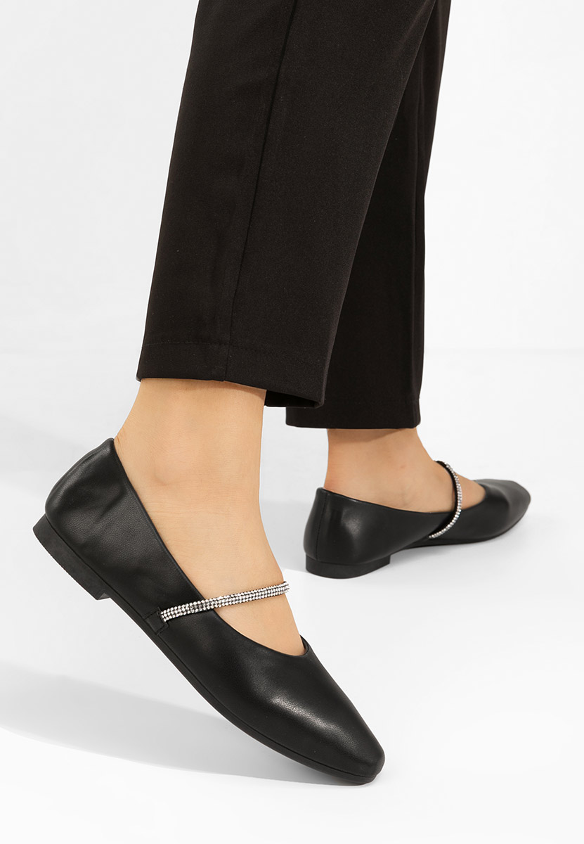 Czarne eleganckie baleriny Aglaia
