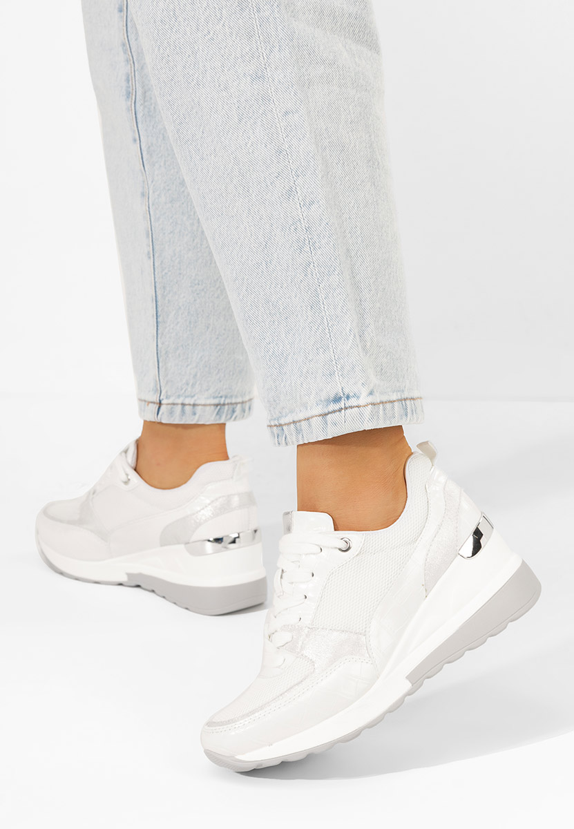 Białe sneakersy damskie na koturnie Alstoma