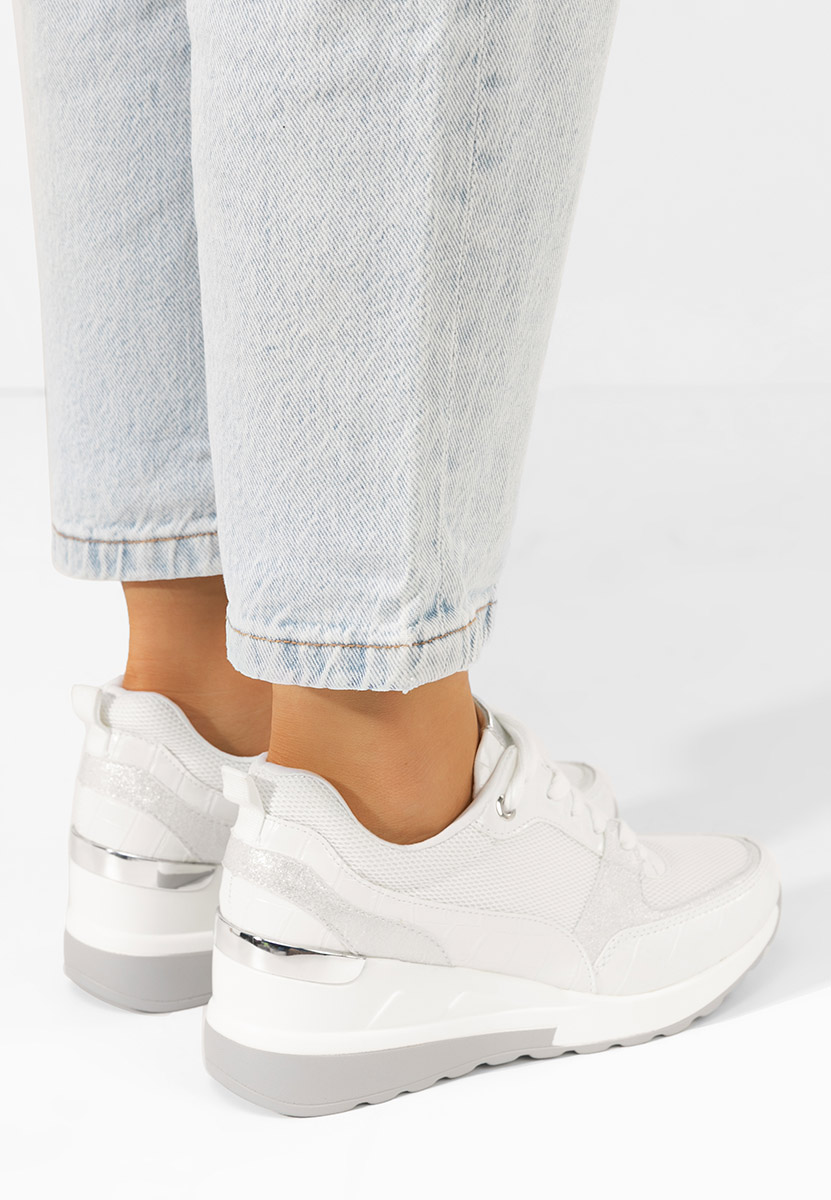 Białe sneakersy damskie na koturnie Alstoma