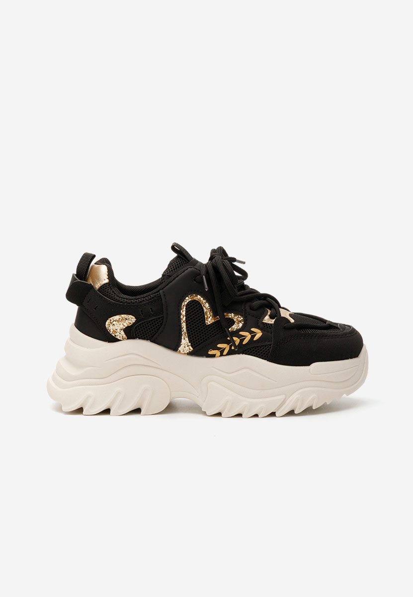 Czarne sneakersy na koturnie Launa