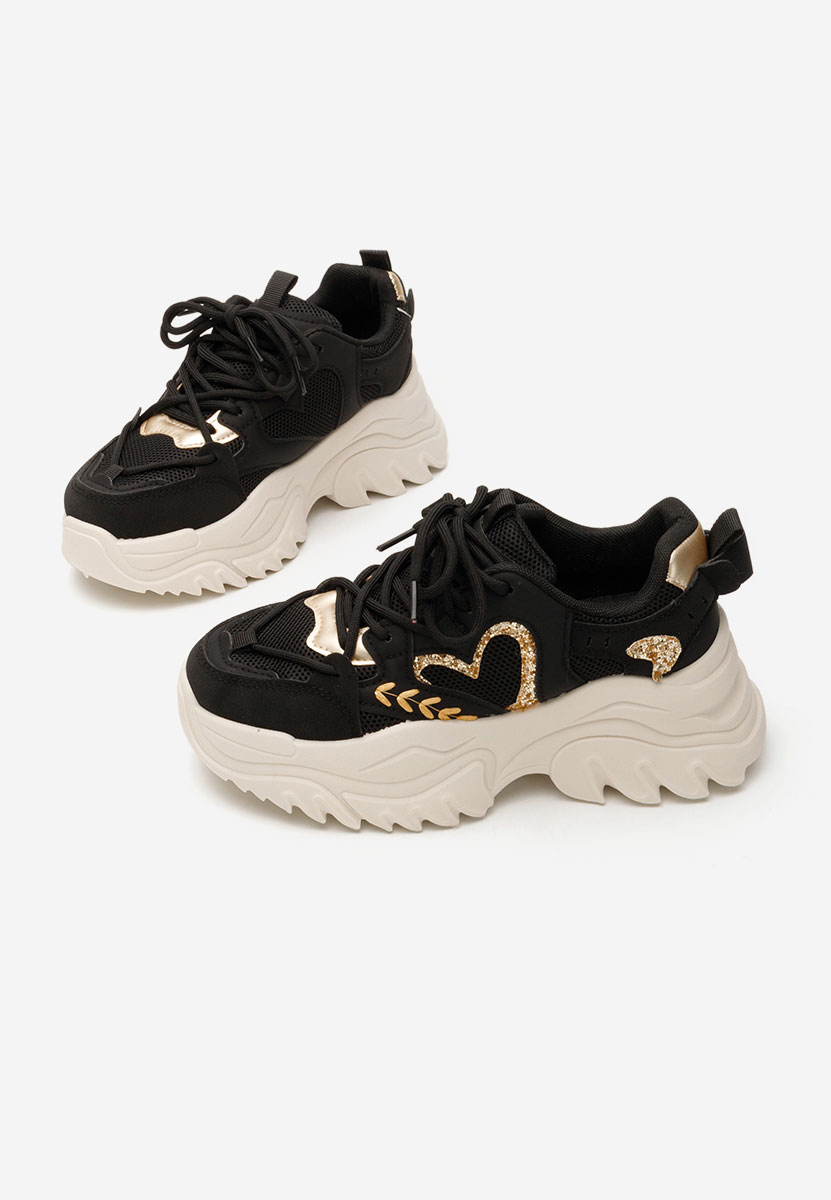 Czarne sneakersy na koturnie Launa