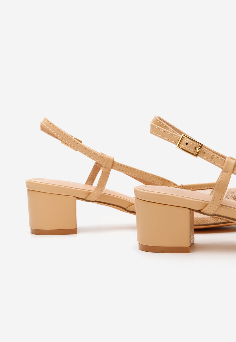 Beżowe czółenka na słupku Velva