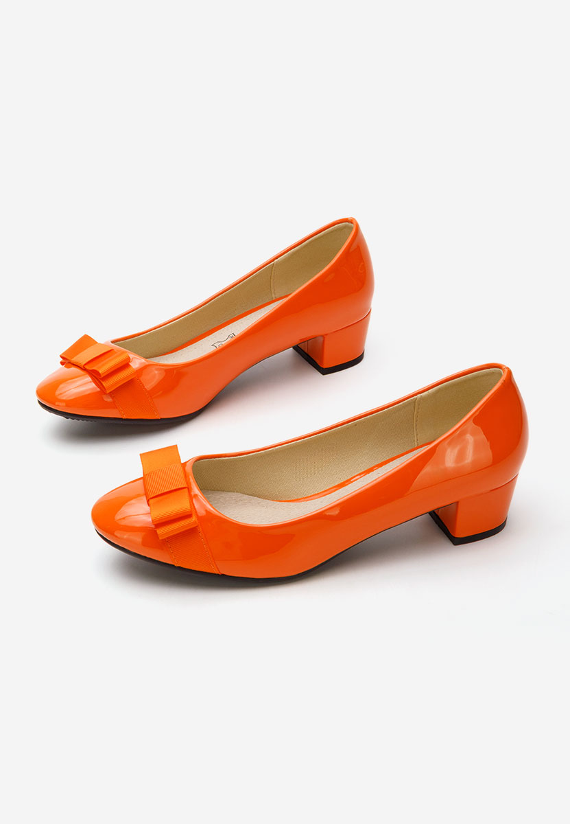 Pomarańczowe czółenka na niskim obcasie Carasca V3
