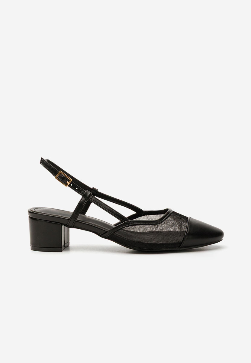 Czarne czółenka na słupku Velva