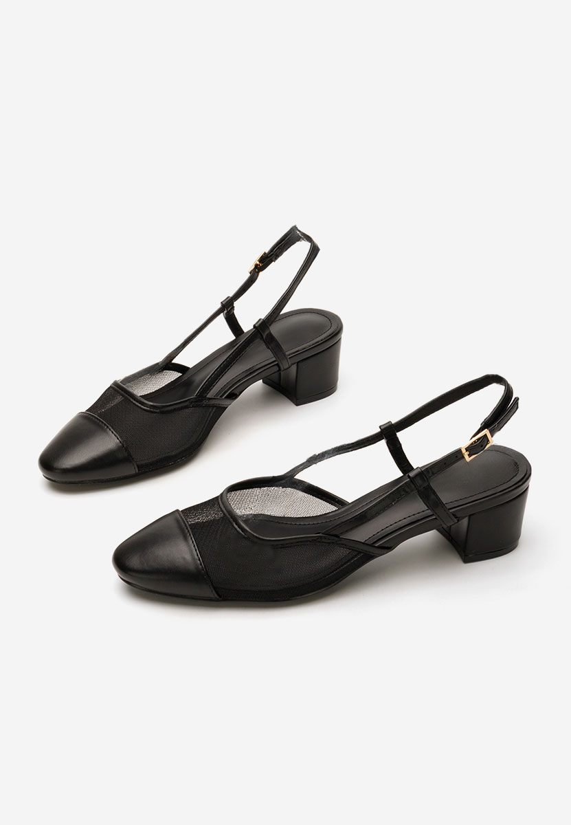 Czarne czółenka na słupku Velva