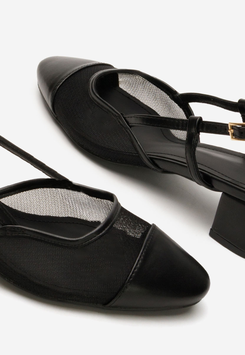 Czarne czółenka na słupku Velva