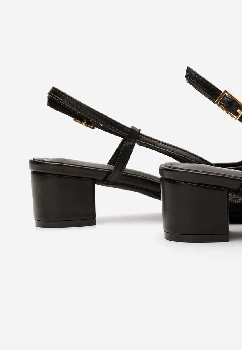 Czarne czółenka na słupku Velva