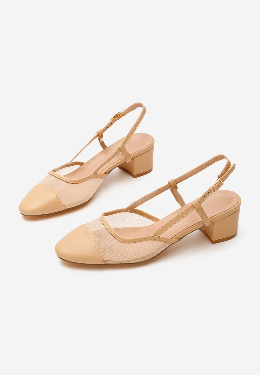 Beżowe czółenka na słupku Velva