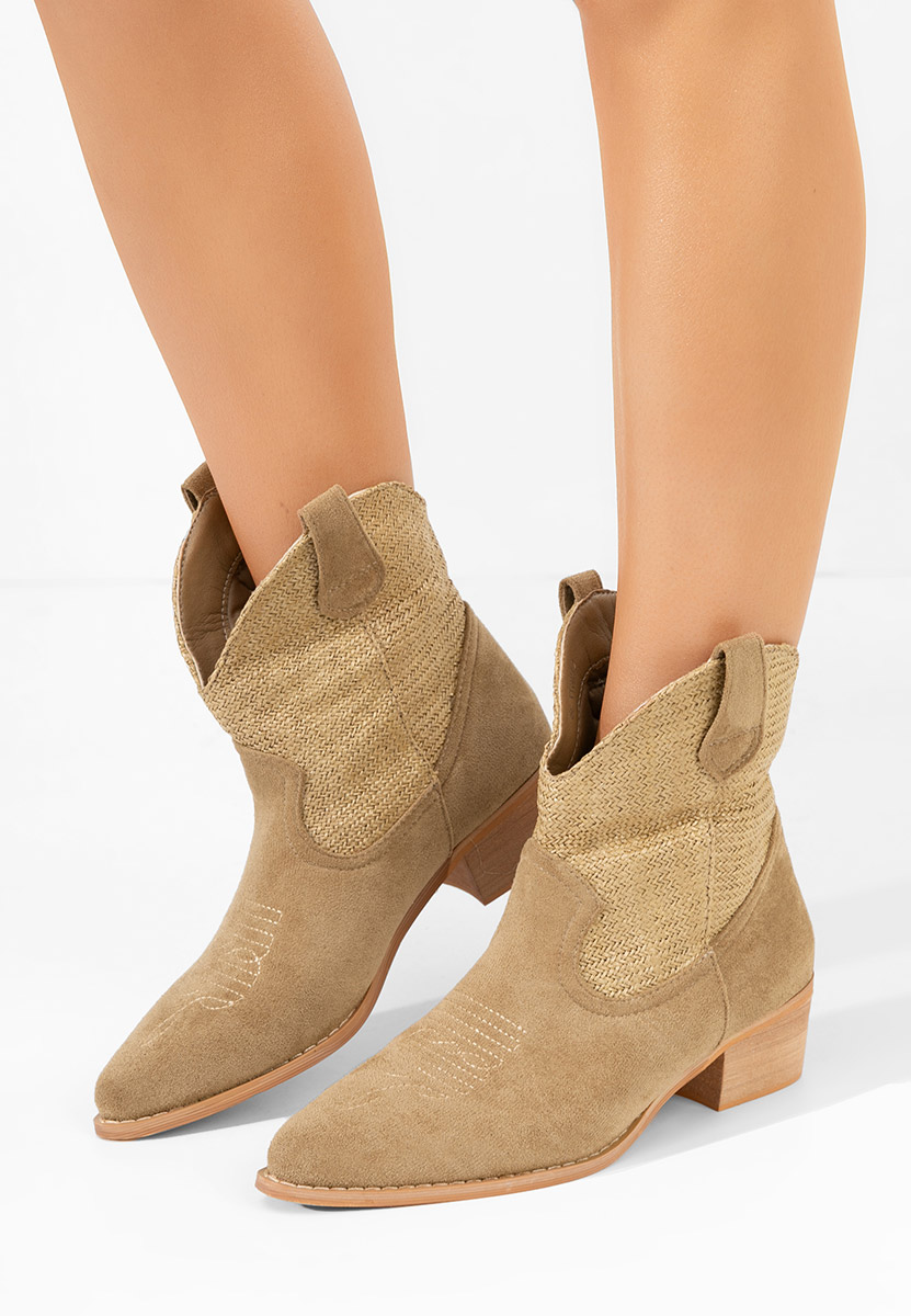 Khaki kowbojki damskie Lusilda