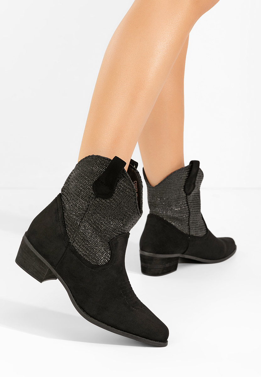 Czarne kowbojki damskie Lusilda