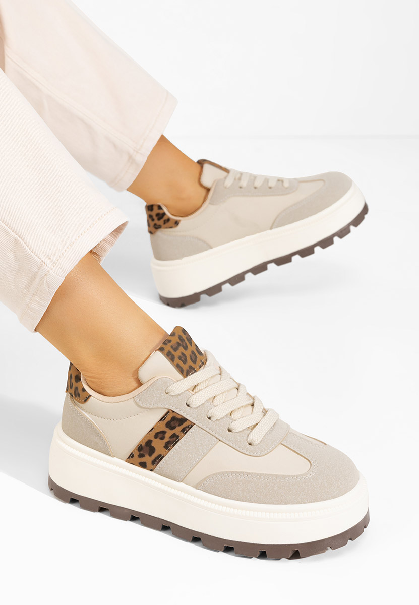 Beżowe sneakersy na platformie Estephany