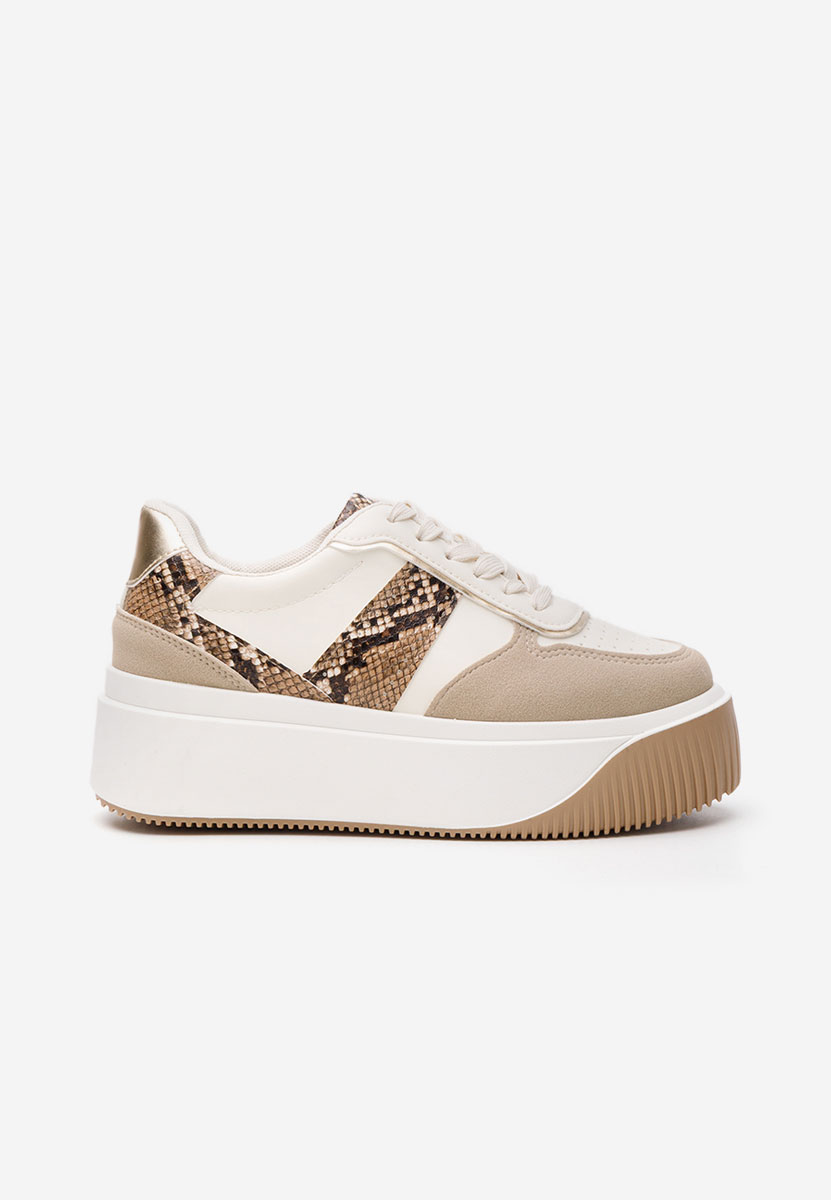 Beżowe sneakersy na platformie Selyana
