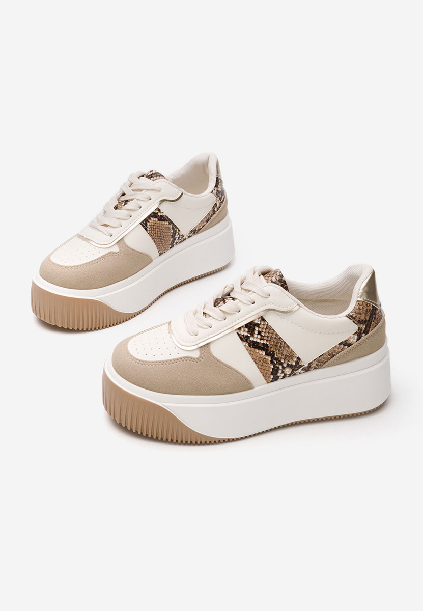 Beżowe sneakersy na platformie Selyana