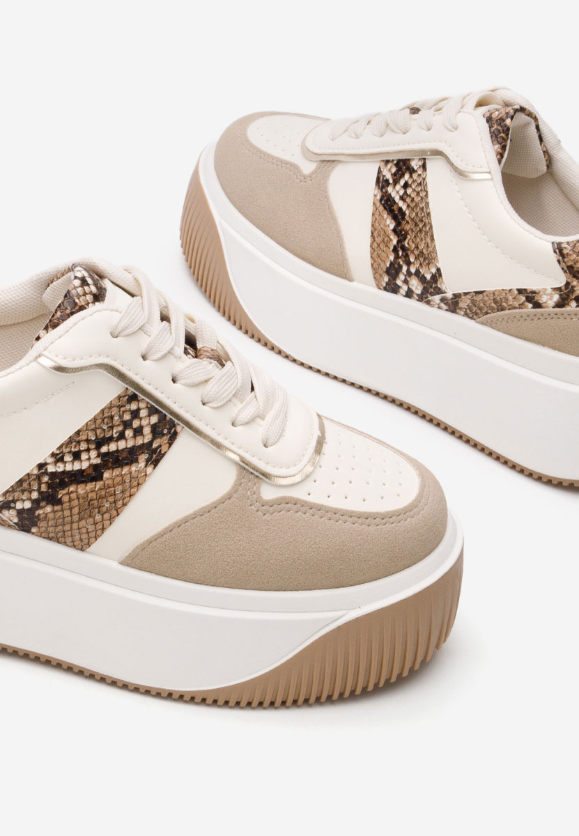 Beżowe sneakersy na platformie Selyana