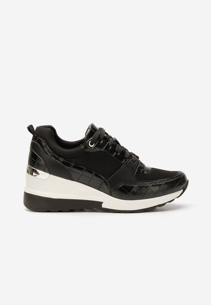Czarne sneakersy damskie na koturnie Alstoma