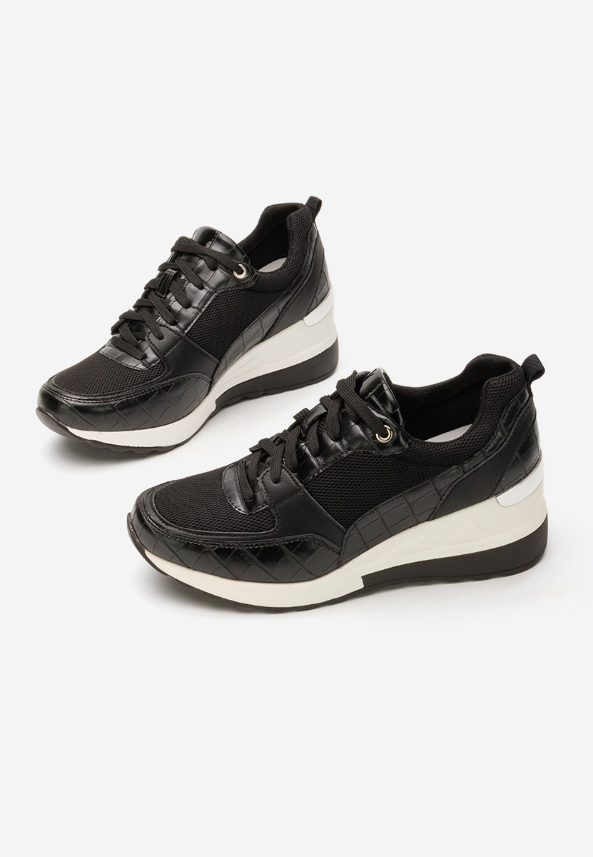 Czarne sneakersy damskie na koturnie Alstoma