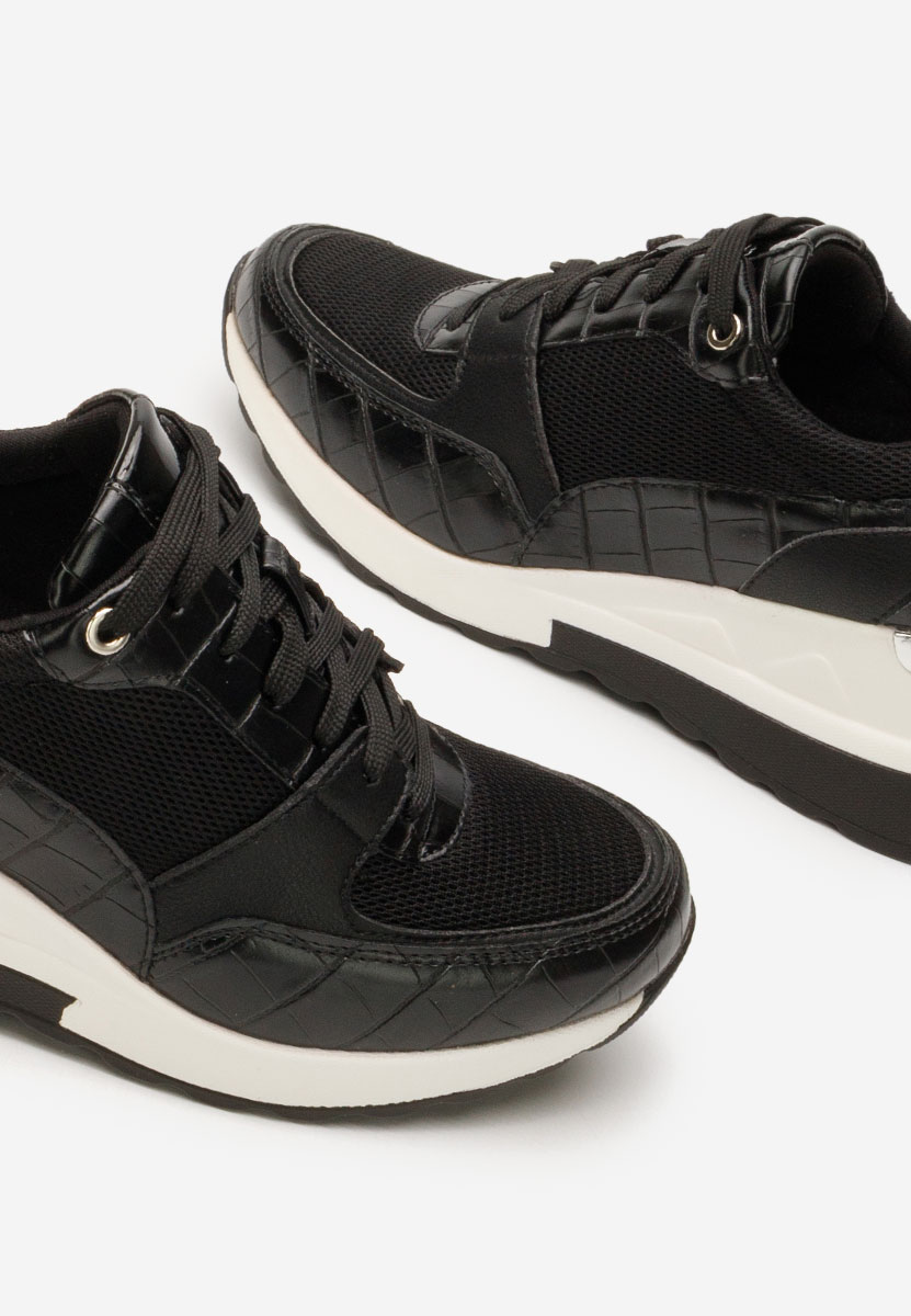 Czarne sneakersy damskie na koturnie Alstoma