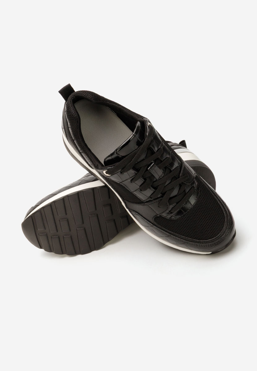 Czarne sneakersy damskie na koturnie Alstoma