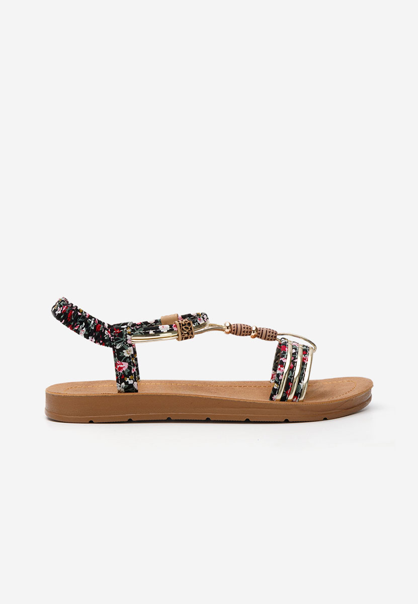 Czarne sandały płaski Princess