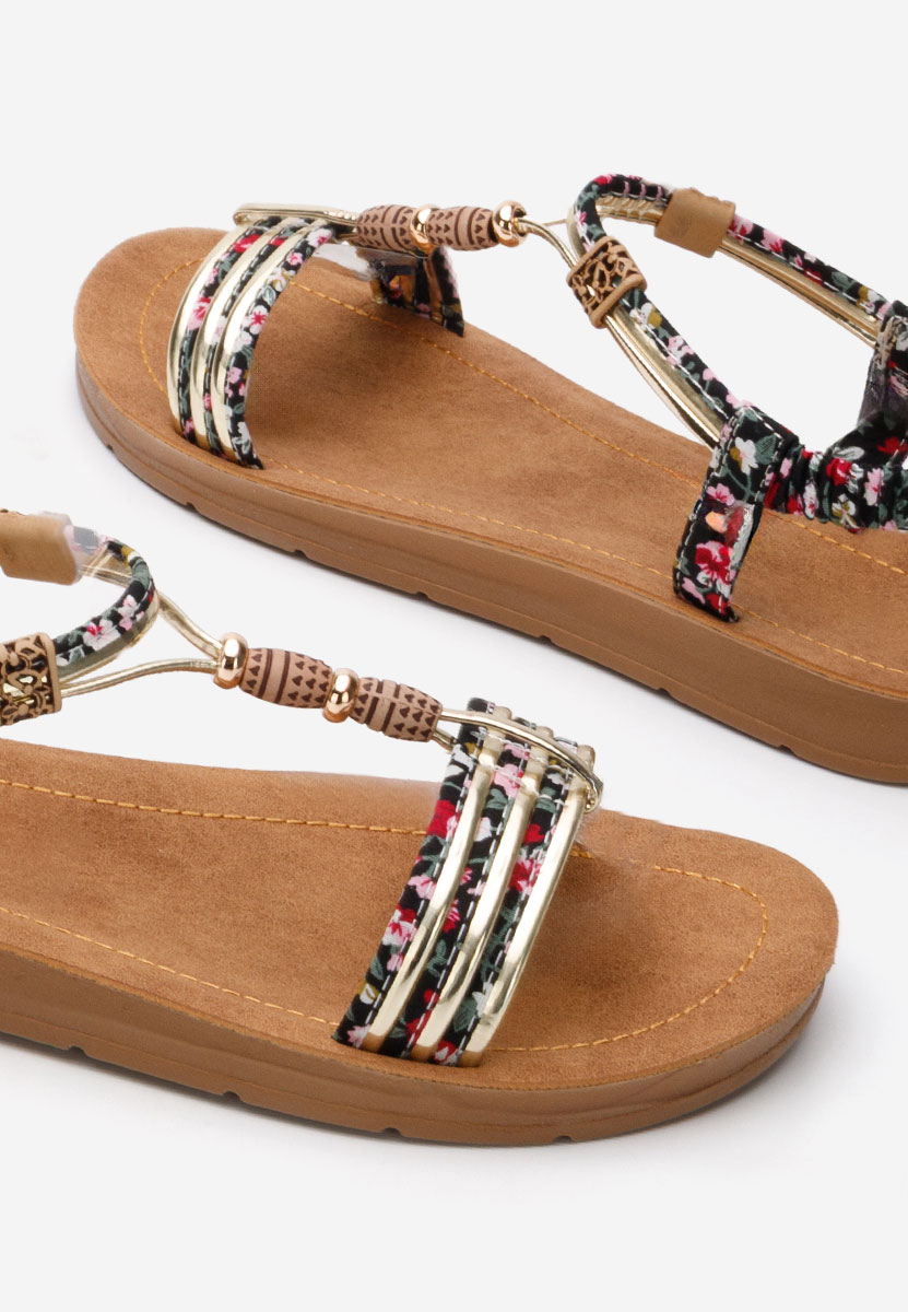 Czarne sandały płaski Princess