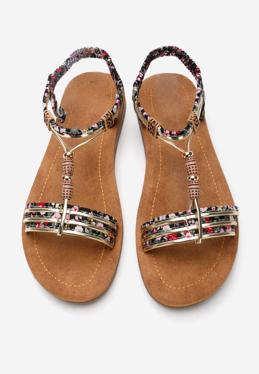 Czarne sandały płaski Princess