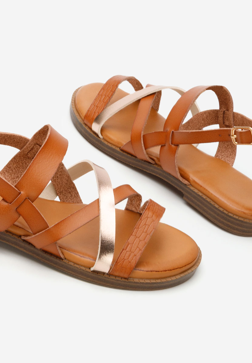 Camelowe sandały płaski Zilky