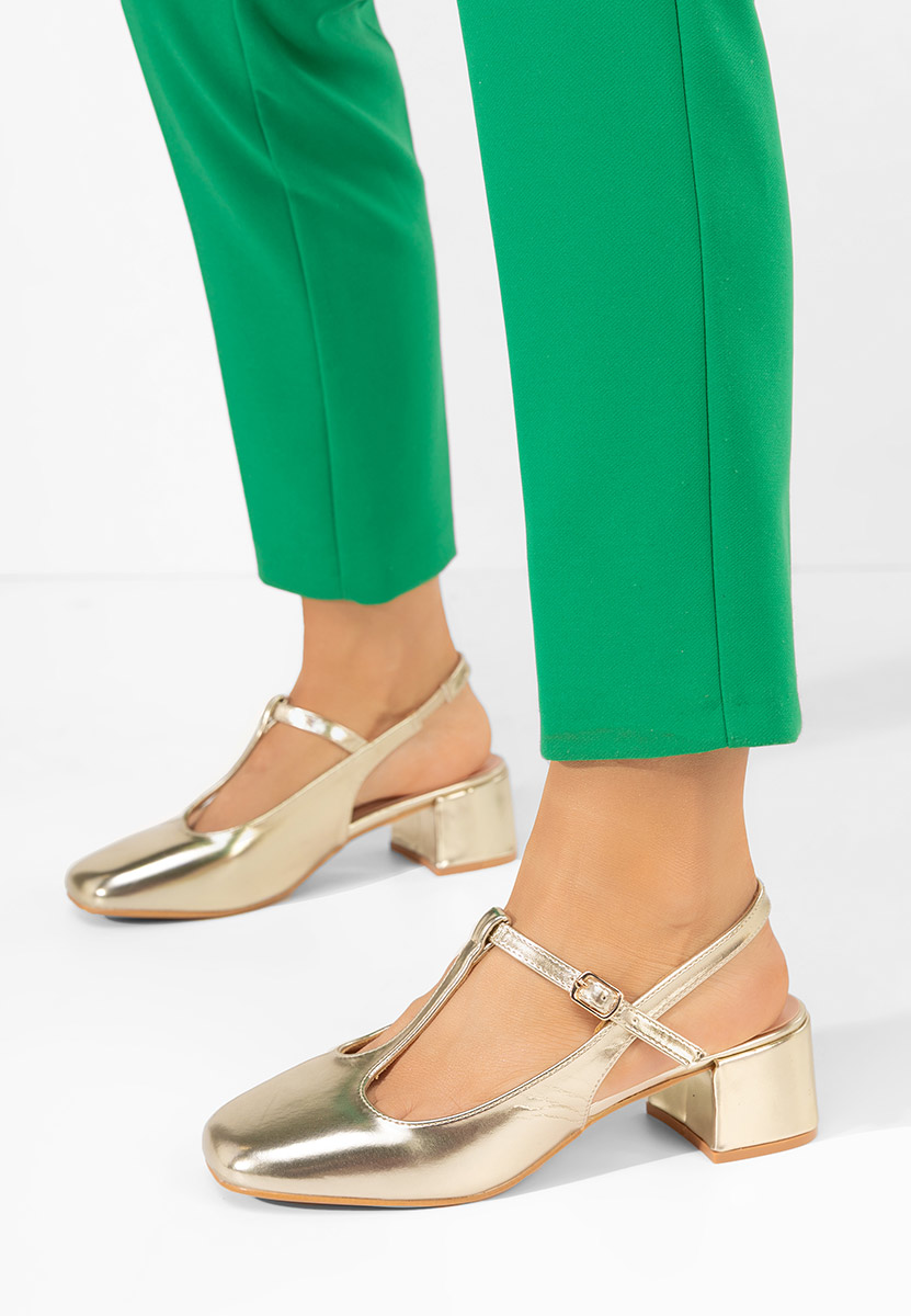 Złote czółenka na słupku Beatrina V2