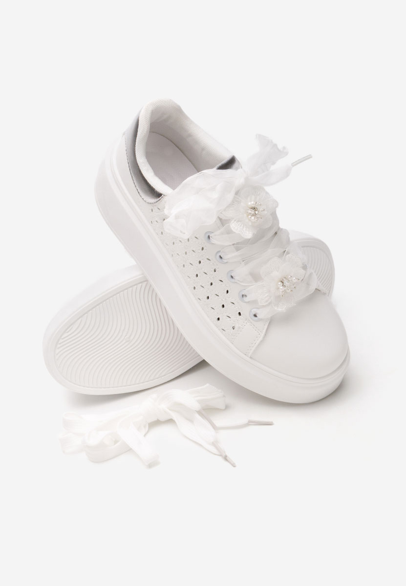 Białe sneakersy na platformie Lera V2