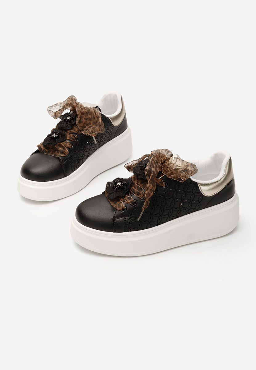 Czarne sneakersy na platformie Lera