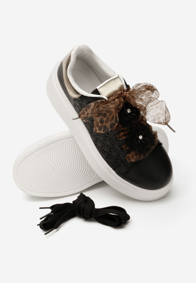 Czarne sneakersy na platformie Lera