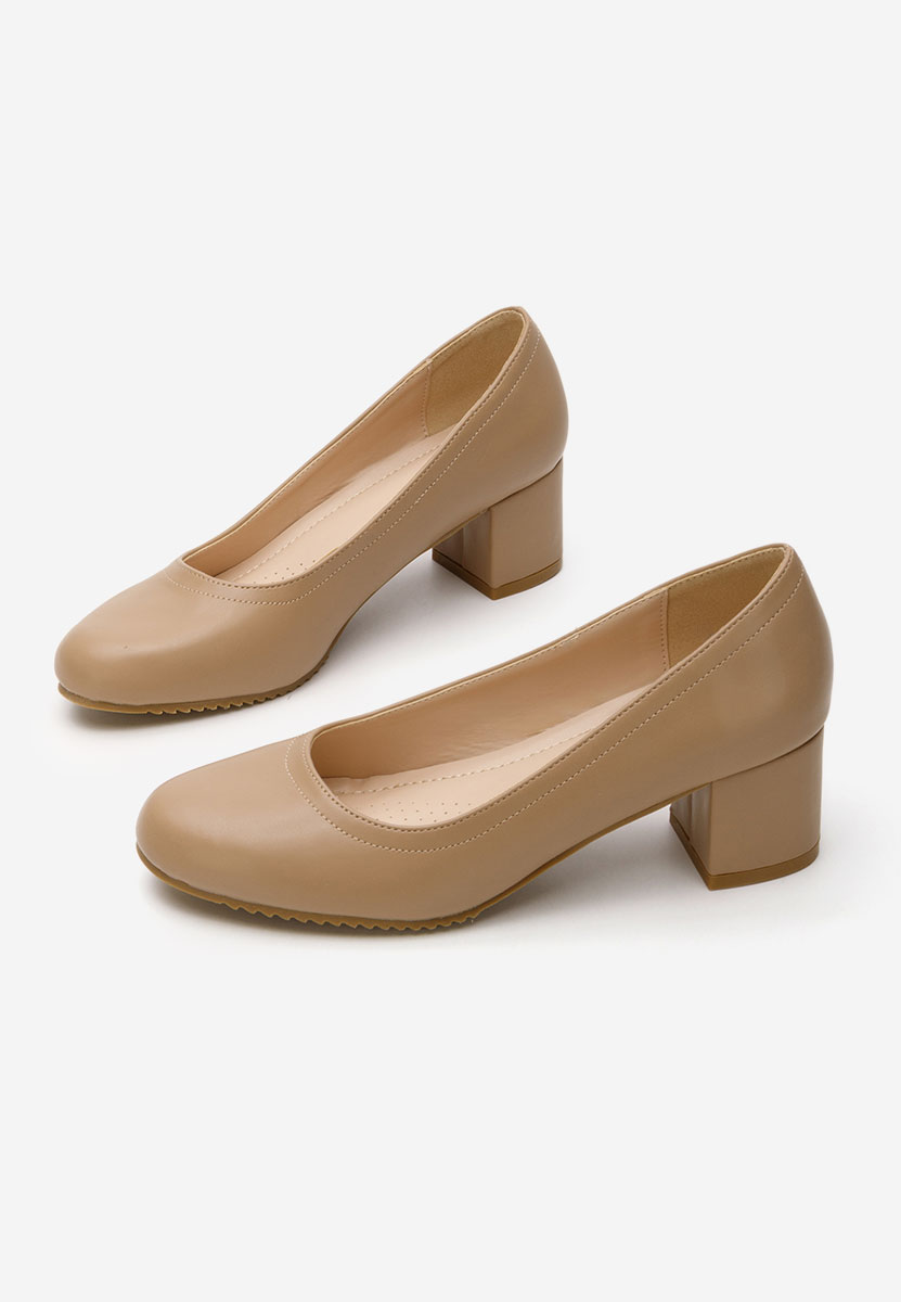 Khaki czółenka na niskim słupku Zinia