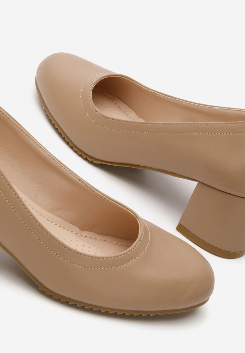 Khaki czółenka na niskim słupku Zinia