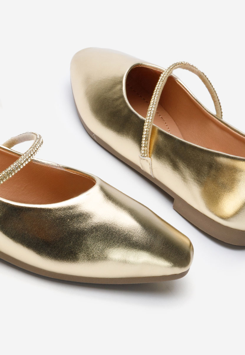 Złote eleganckie baleriny Aglaia