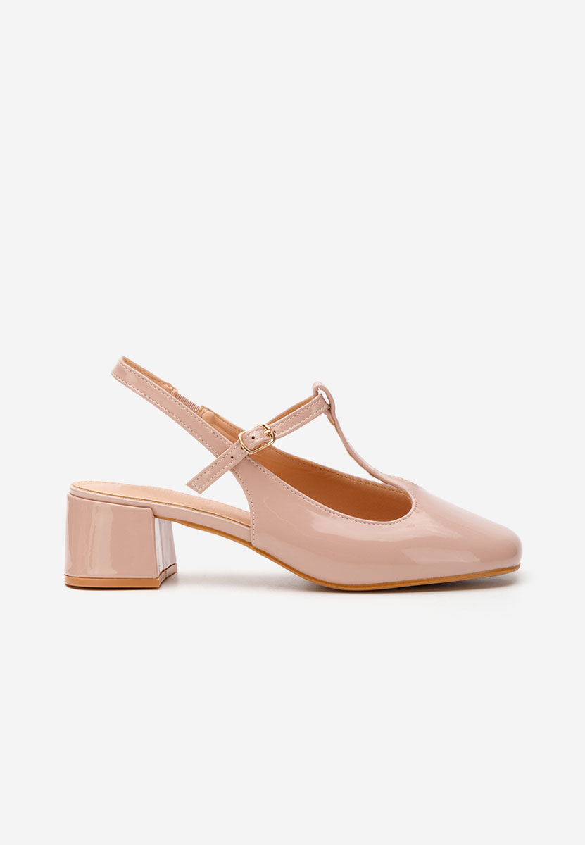 Beżowe czółenka na słupku Beatrina