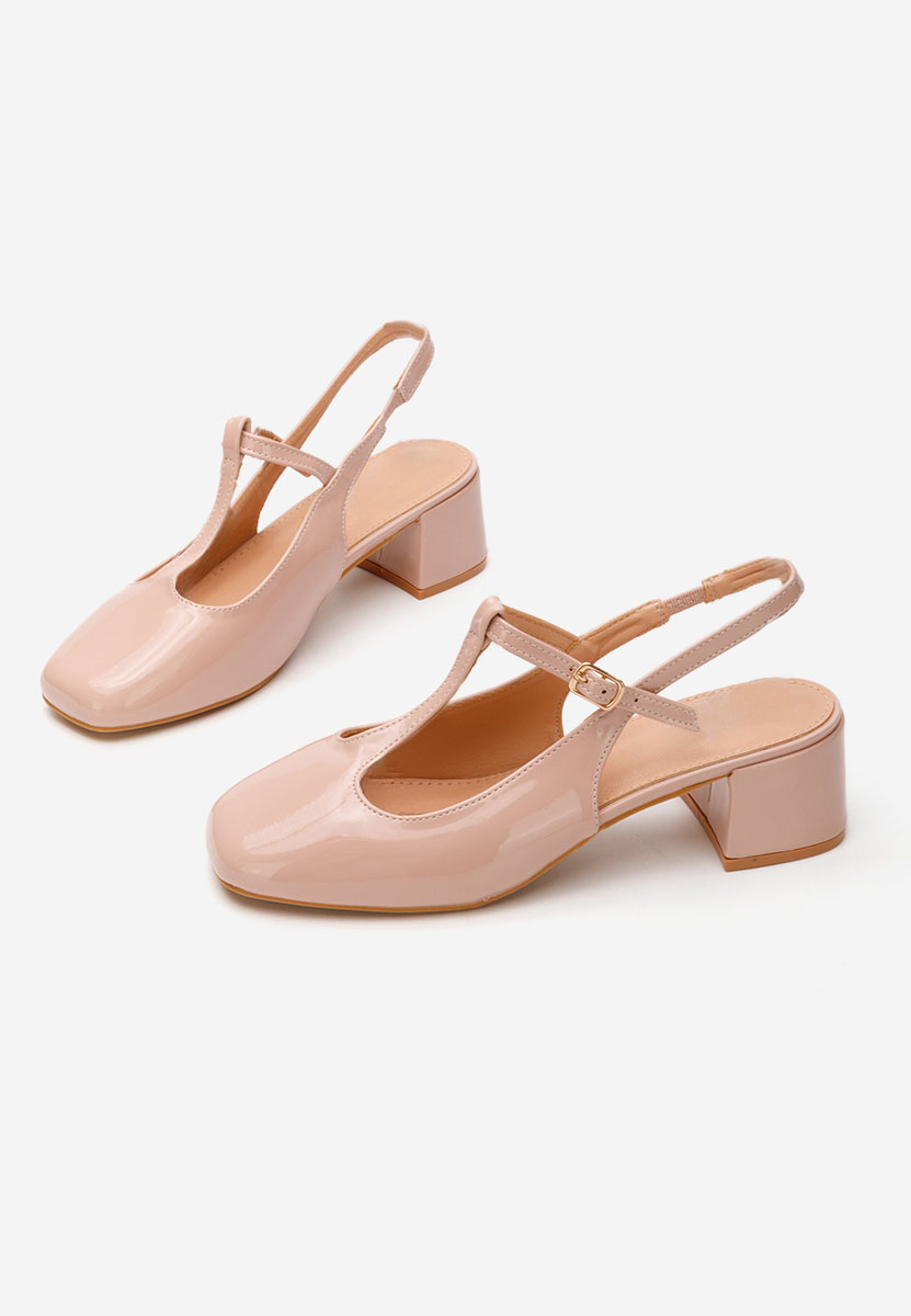 Beżowe czółenka na słupku Beatrina