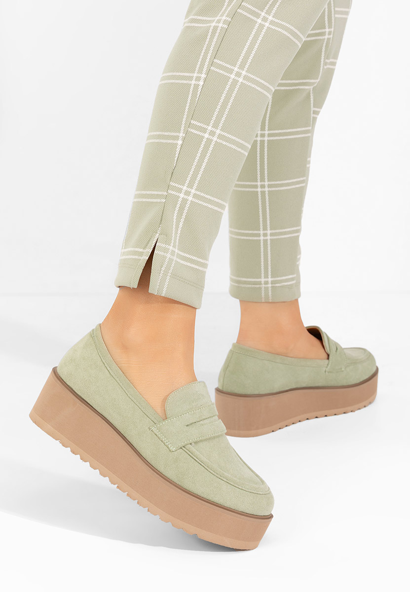 Zielone mokasyny na platformie Leondra V2