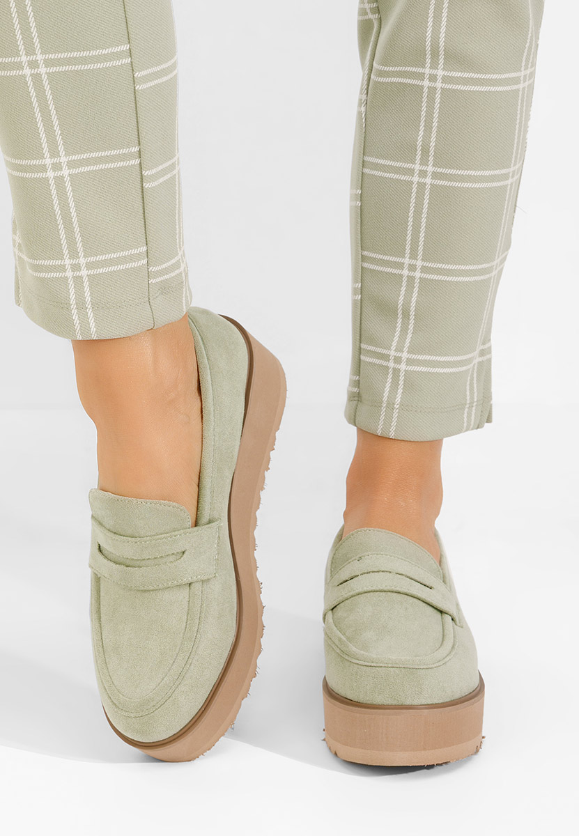 Zielone mokasyny na platformie Leondra V2