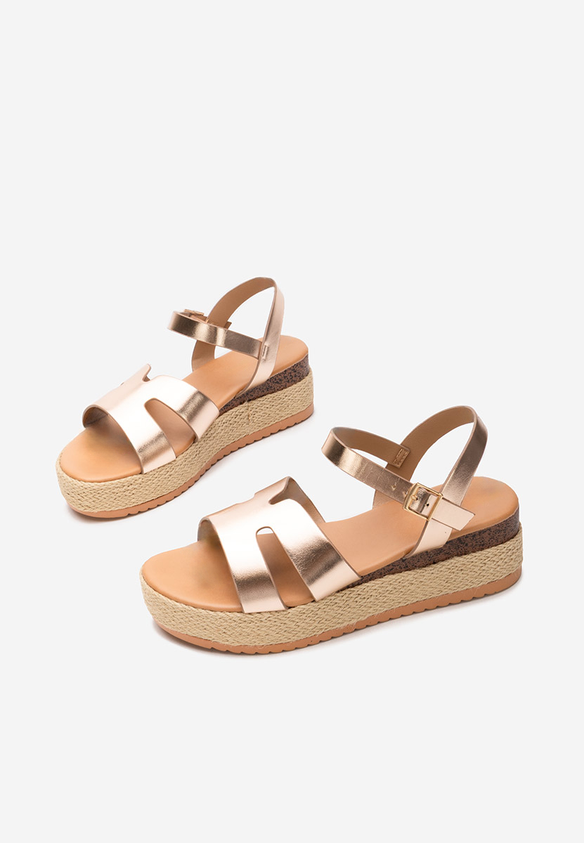 Szampańskie espadryle na koturnie Rumia
