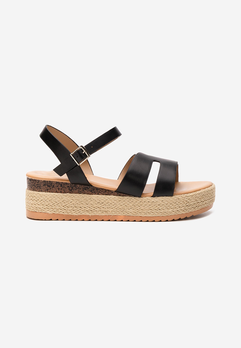 Czarne espadryle na koturnie Rumia