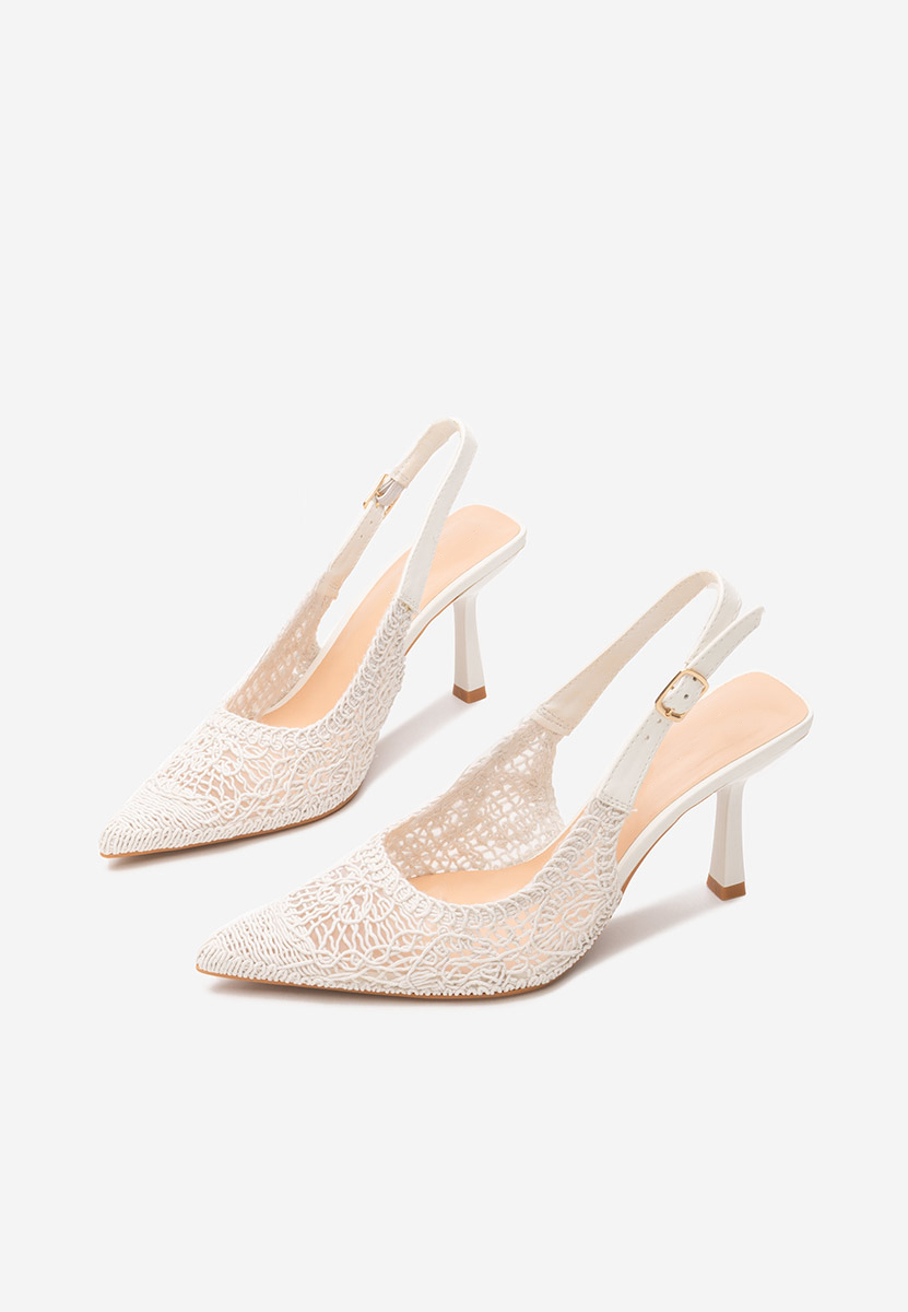 Białe szpilki na obcasie Besima