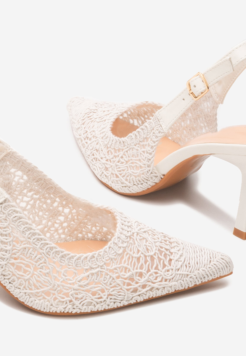 Białe szpilki na obcasie Besima