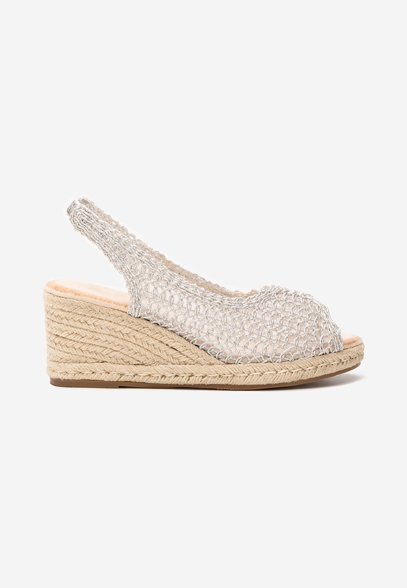 Srebrne sandały na koturnie Xiomara