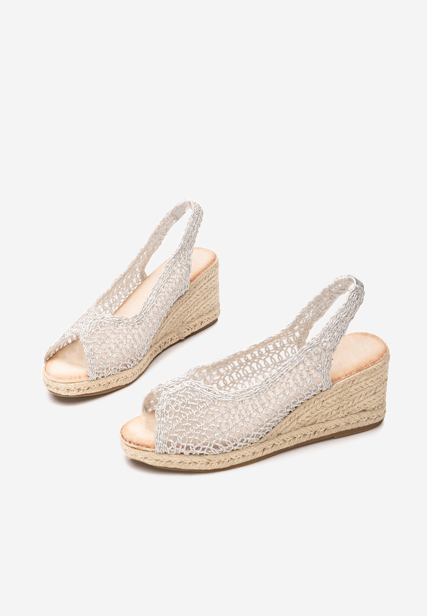 Srebrne sandały na koturnie Xiomara