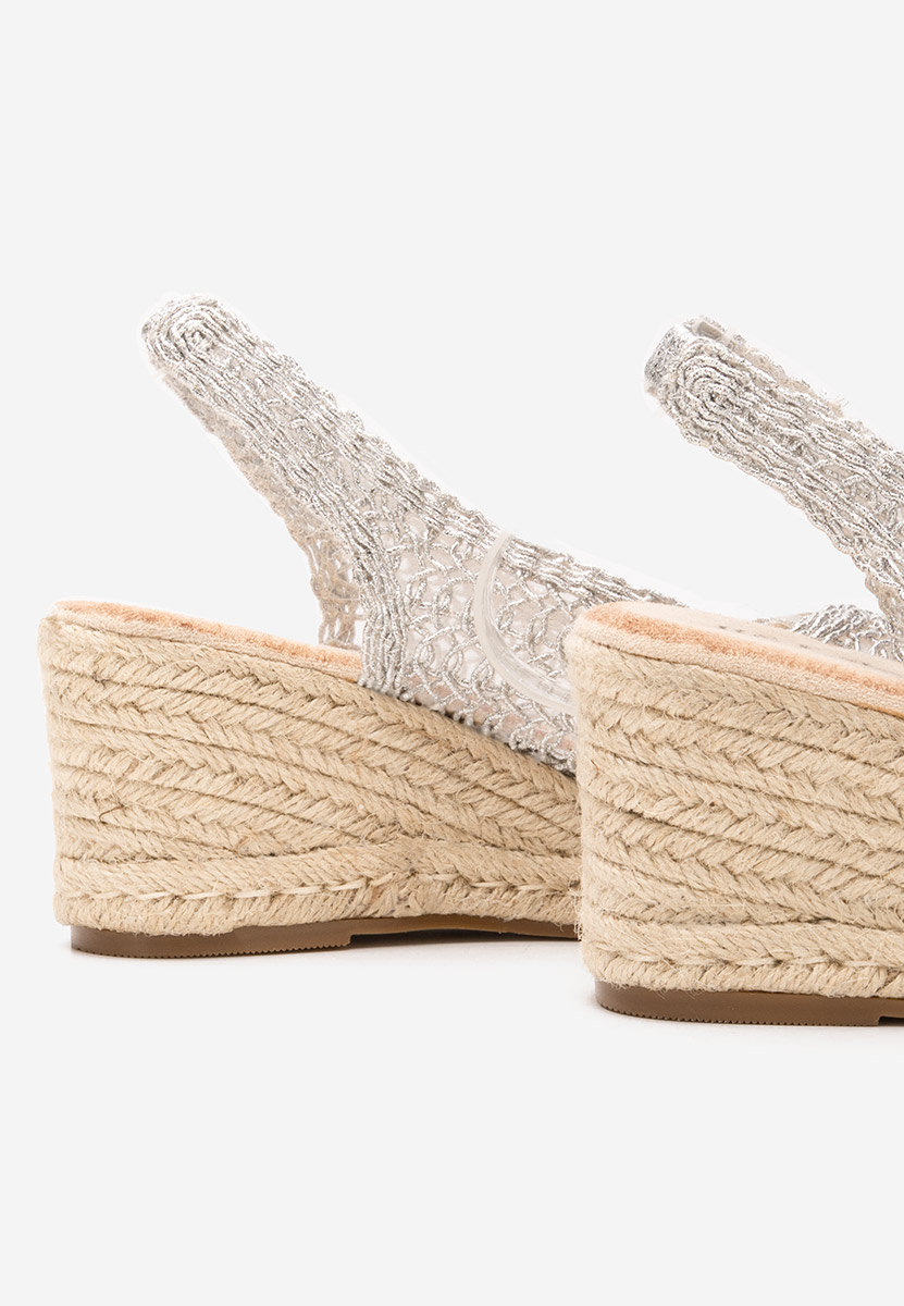 Srebrne sandały na koturnie Xiomara