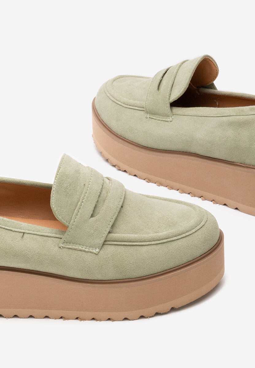 Zielone mokasyny na platformie Leondra V2