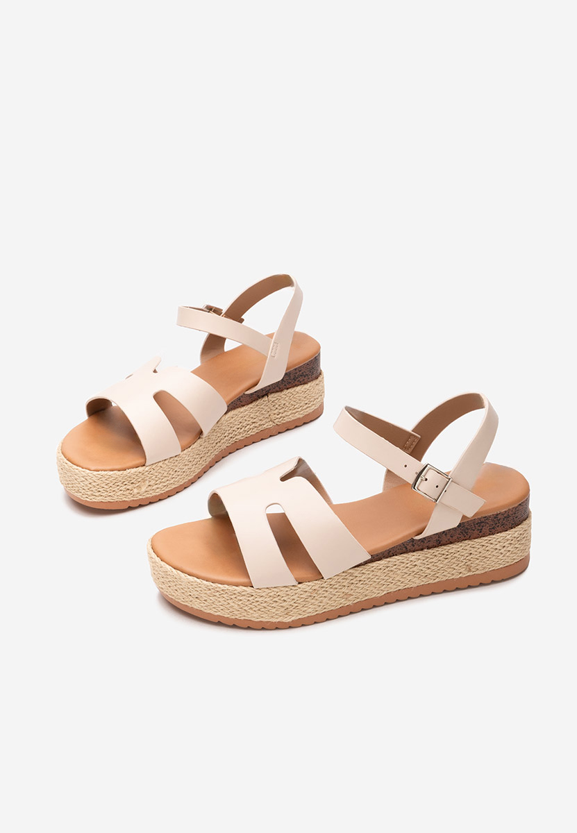 Beżowe espadryle na koturnie Rumia
