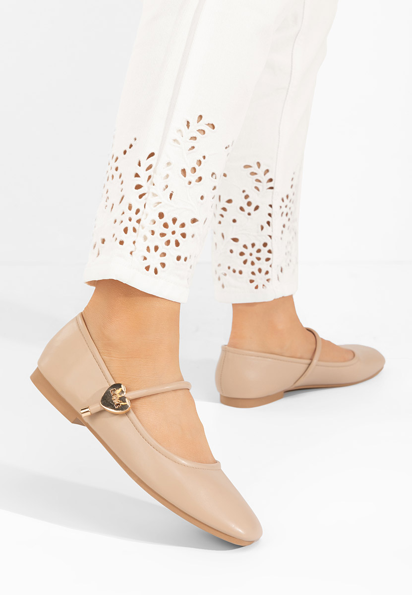 Khaki baleriny damskie Norina