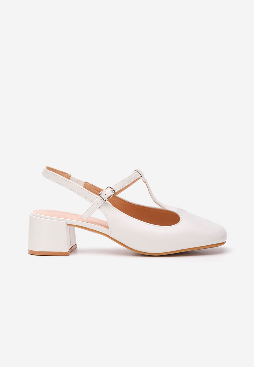 Białe czółenka na słupku Beatrina V2