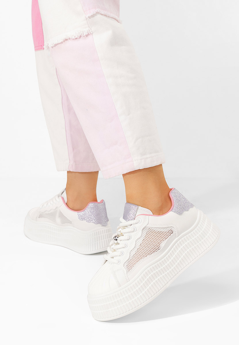 Białe sneakersy na platformie Particia V3