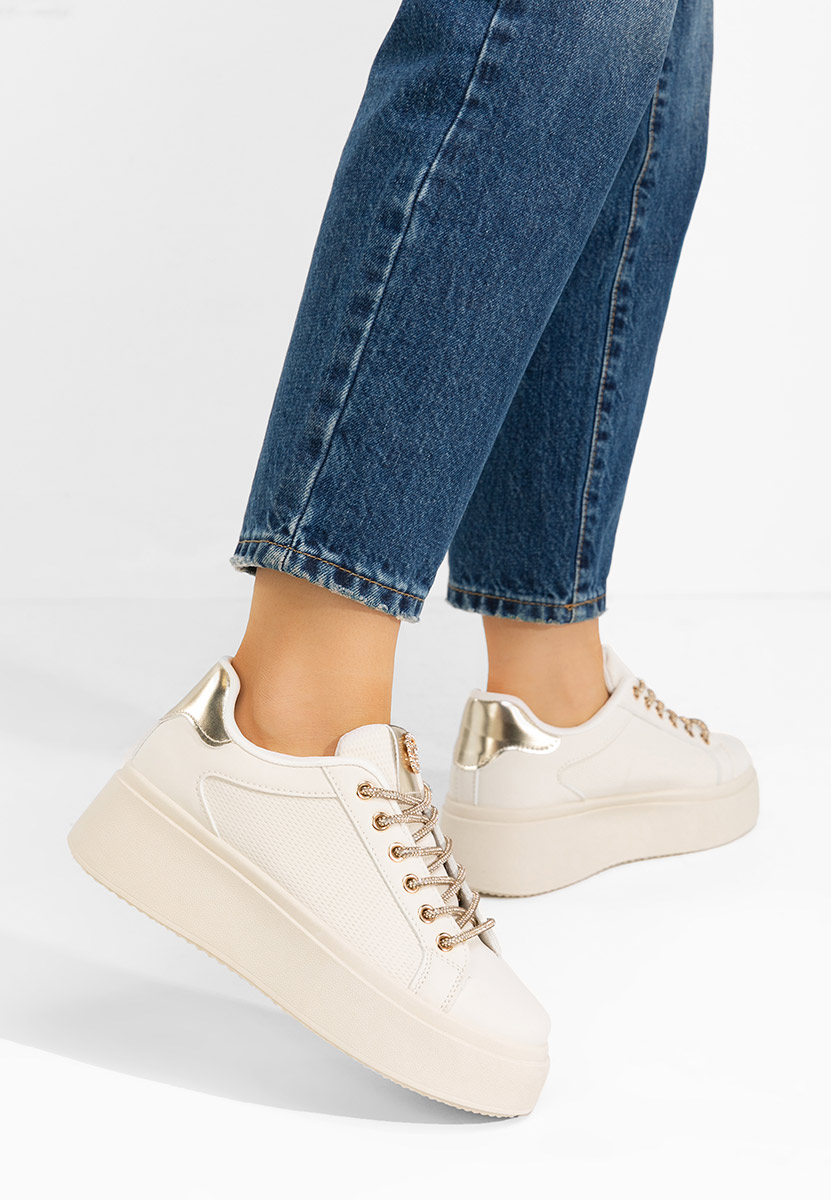 Beżowe sneakersy na platformie Shauna